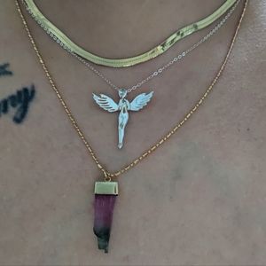 Stunning 3D Angel with White Topaz Gemstone Sterling Silver Necklace HSN